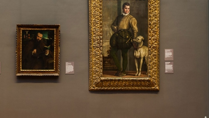 Renaissance era artwork framed and mounted on a wall.