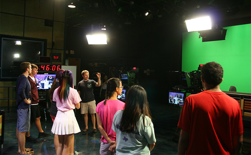 TigerTV film crew of students working 