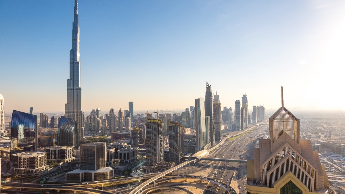 Aerial view of the metropolitan Middle East skyline